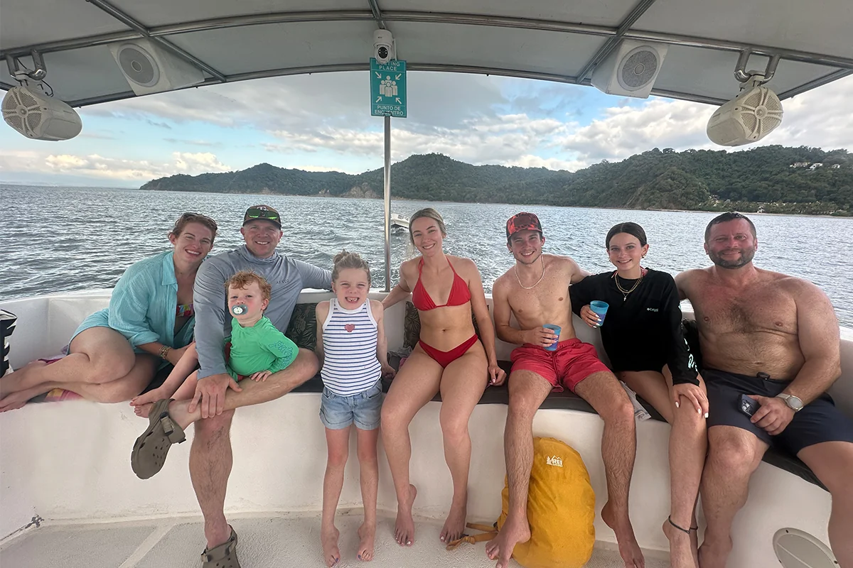 Friends enjoying catamaran jaco